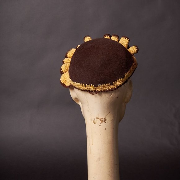 1940s Brown Felt and Knit Hat main image 5